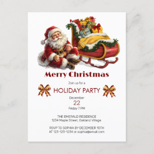 Postal Santa Claus con Sleigh lleno de Navidades de regal