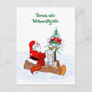 Postal Santa Claus Conejo Zorro Ardilla, Alemán
