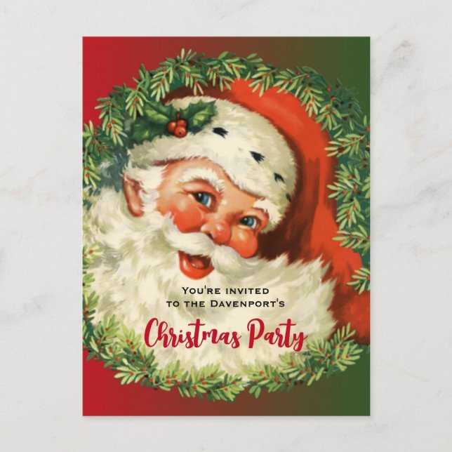 Postal Santa Claus de época con Navidades de guirnaldas d (Anverso)