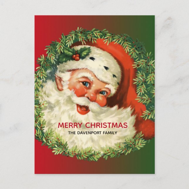 Postal Santa Claus de época con Navidades de guirnaldas d (Anverso)