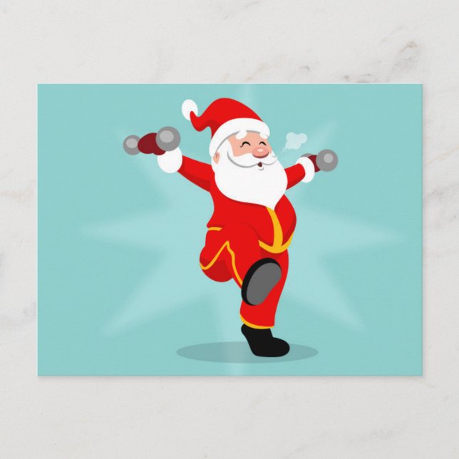 Postal Santa Claus doing fitness exercises (Anverso)