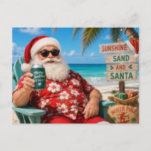 Postal Santa Claus en la fiesta de Navidad con vista a la