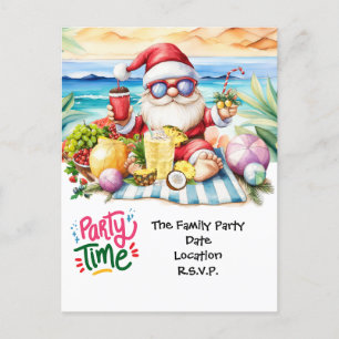 Postal SANTA CLAUS en la playa de Hawaii para Navidades