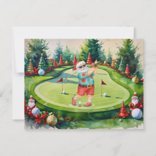 Postal SANTA CLAUS es la fiesta de los Navidades de golf