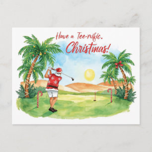 Postal Santa Claus está jugando golf en Navidad en julio