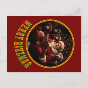 Postal Santa Claus Feliz Rizzmas con un nuevo labrador