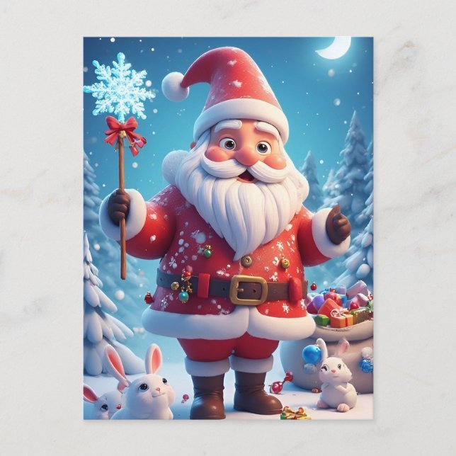 Postal ❄️ Santa Claus Invierno Copo de Nieve Resplandor � (Anverso)