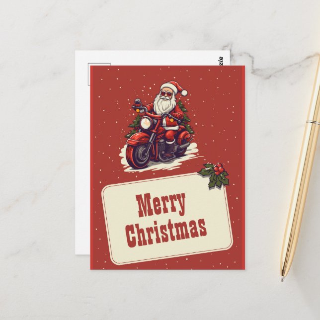 Postal Santa Claus montando el Personalizado de bicicleta (Anverso/Reverso In Situ)