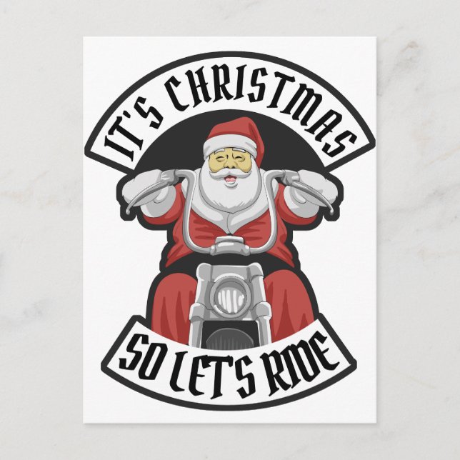Postal Santa Claus montando una motocicleta (Anverso)