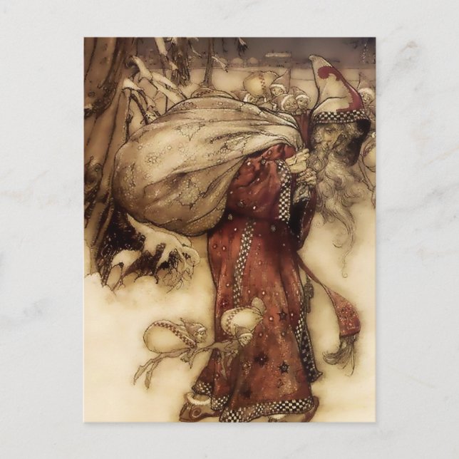 Postal "Santa Claus" por Arthur Rackham (Anverso)