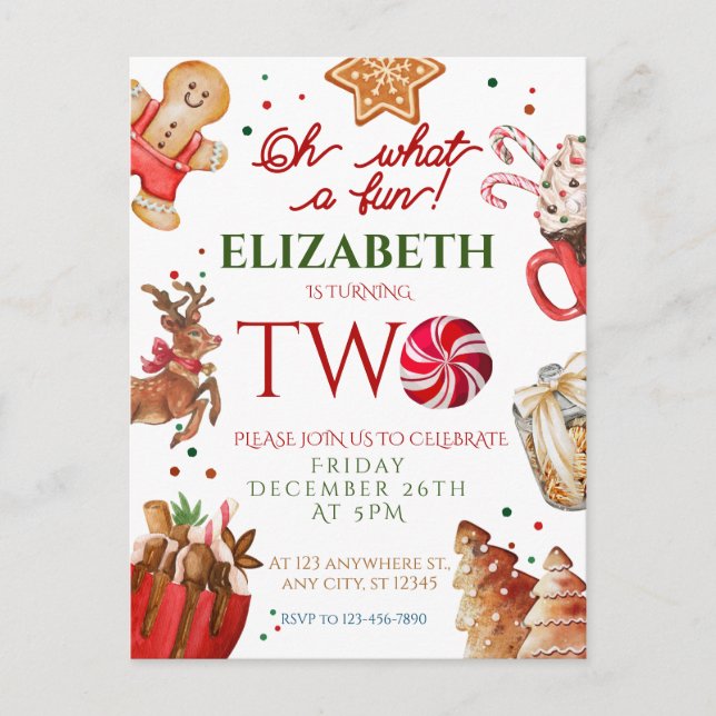 Postal Santa Claus Reno de Navidad qué divertido cumpleañ (Anverso)