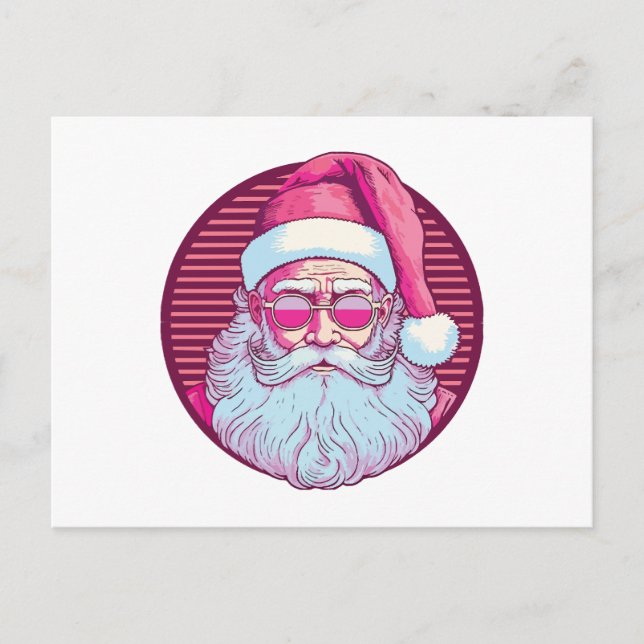 Postal Santa claus rosa retro (Anverso)