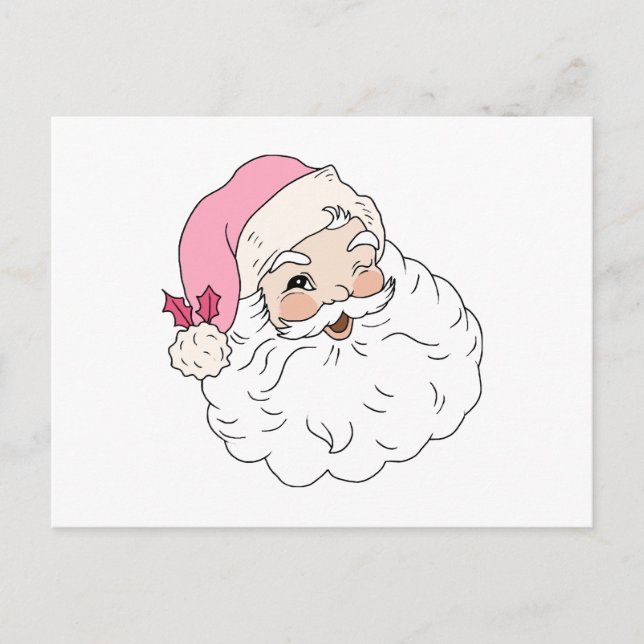 Postal Santa Claus Rosa Retro Vintage (Anverso)