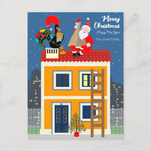 Postal Santa Claus se reúne con el gallo de Portugal