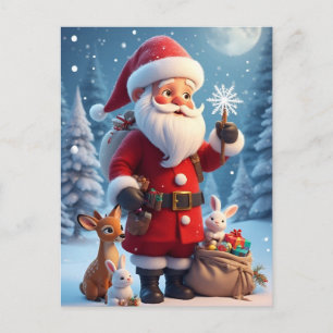 Postal Santa Claus sostiene escena de navidades de Snowfl