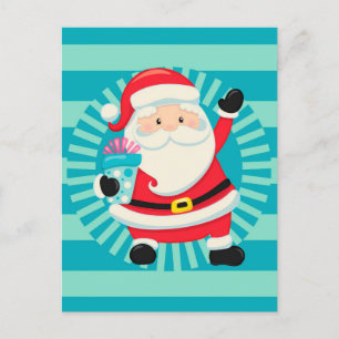 Postal Santa Claus - Vintage Santa Blue Aqua - Navidades