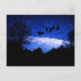 Postal Santa Claus volando a través de un destello de Nav