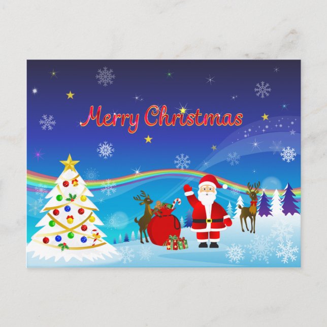 Postal Santa Claus y los renos (Anverso)