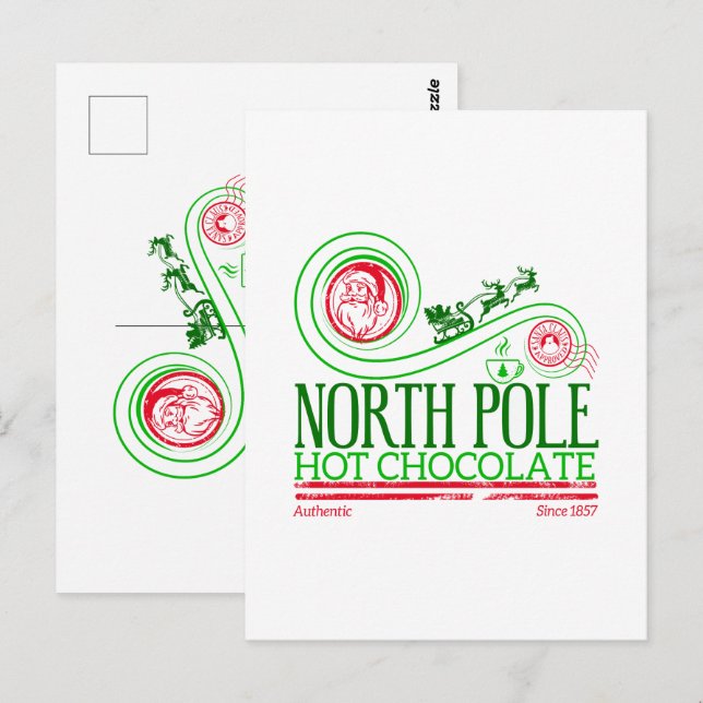 Postal Santa Cláusula Polo Norte Chocolate caliente (Anverso / Reverso)