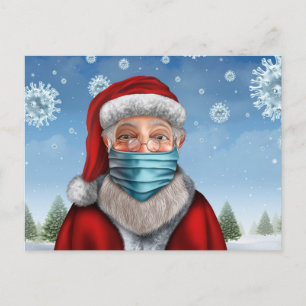 Postal Santa con máscara facial