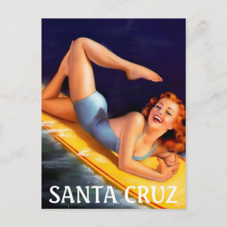 Postal Santa Cruz Ca. Vintage Travel Pin up Postcard