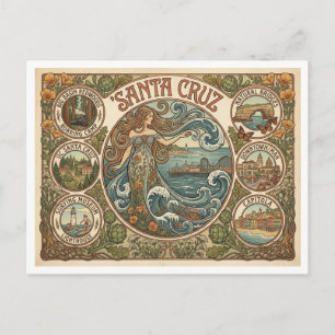 Postal Santa Cruz California Art‑Nouveau Costa