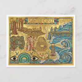 Postal Santa Cruz California Mosaic Map Boardwalk Beach