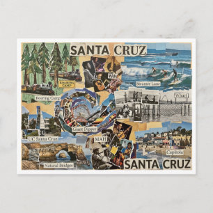Postal Santa Cruz Collage Vintage – Arte de Recuerdos Cos