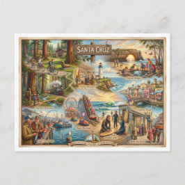 Postal Santa Cruz Vibe Map – Cultural Coastal Art Print