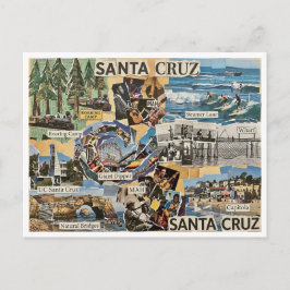 Postal Santa Cruz Vintage Collage – Coastal Memories Art 