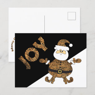 Postal Santa de estampado de leopardo alegría