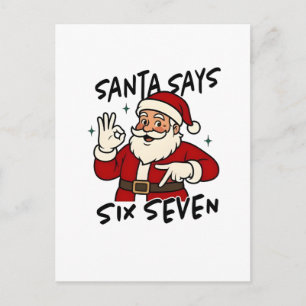 Postal Santa Dice Seis Siete 6 7 Divertido Brainrot Navid