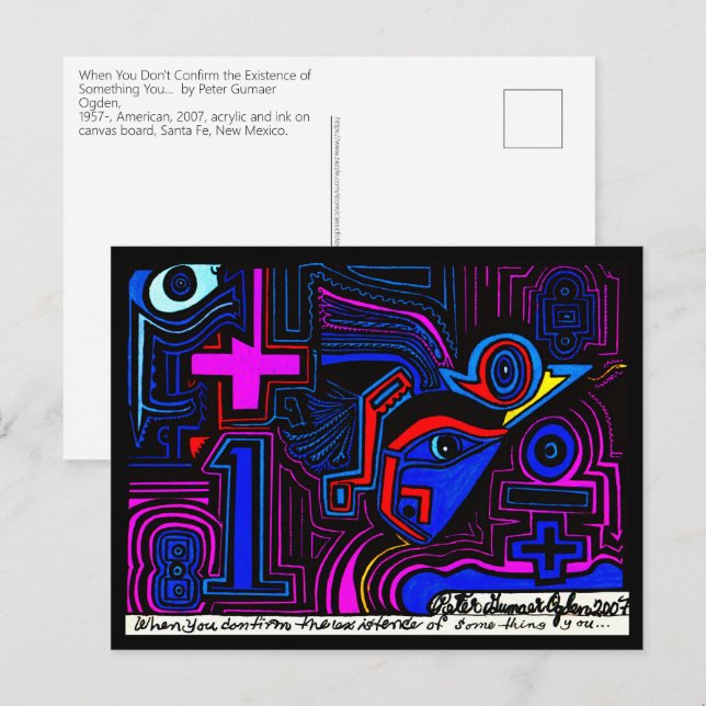 Postal Santa Fe Nuevo México Arte Postmoderno (Anverso / Reverso)