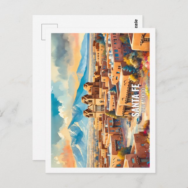Postal Santa Fe Nuevo México Estados Unidos Famosa Plaza  (Anverso / Reverso)