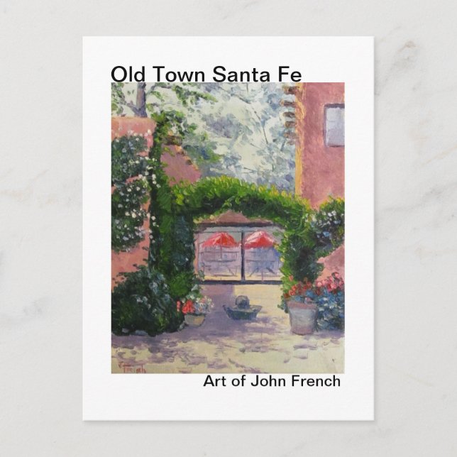 Postal Santa Fe, pintura al óleo de NM por John French (Anverso)
