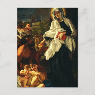 Postal Santa Francisca de Roma Mística Religiosa