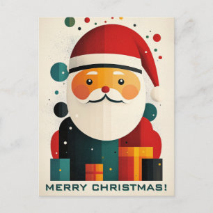 Postal Santa Geométrico con Cajas de Regalo