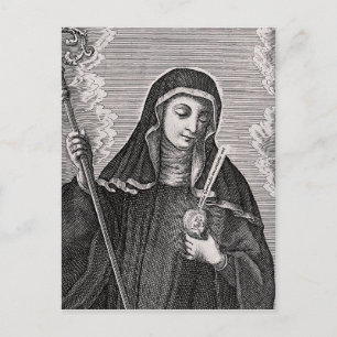 Postal Santa Gertrudis la Grande mística benedictina alem