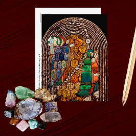 Postal Santa Gobnait dibujando una línea de plaga