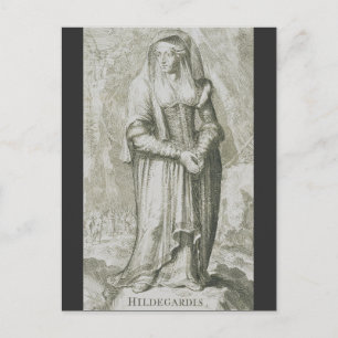 Postal Santa Hildegarda de Bingen Arte Místico Medieval