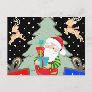 Postal santa holding presenta