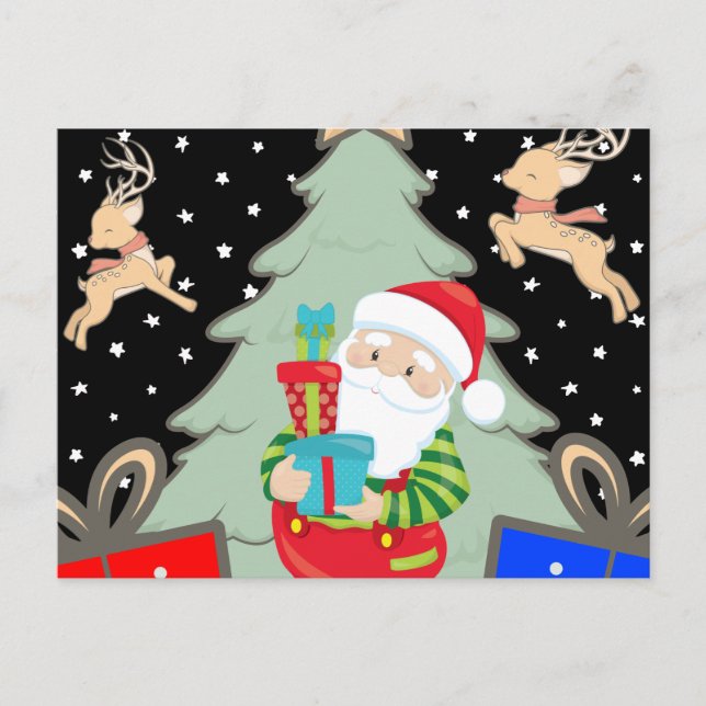 Postal santa holding presenta (Anverso)