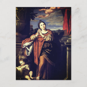 Postal Santa Inés por Domenichino (c. 1620)