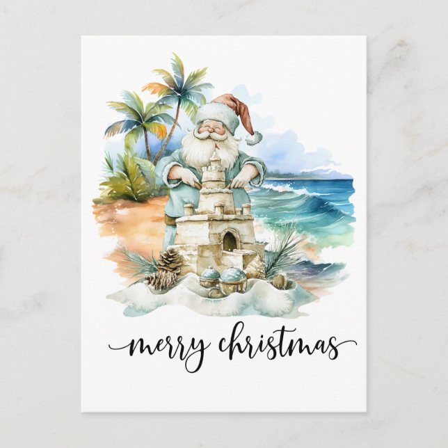 Postal Santa is building Sand Castle for Christmas (Anverso)