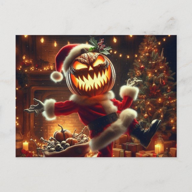 Postal Santa Jack-O-Lantern Espeluznante (Anverso)