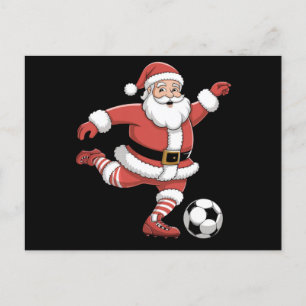 Postal Santa Juega Fútbol Deportes De Navidad