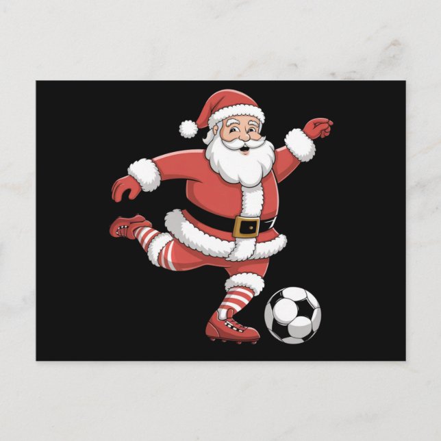 Postal Santa Juega Fútbol Deportes De Navidad (Anverso)