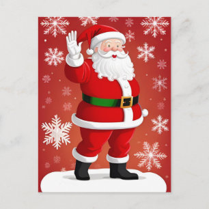 Postal 🎄 Santa junto al resplandor del árbol de Navidad 