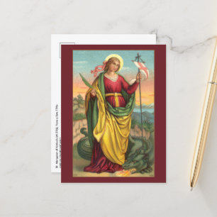 Postal Santa Margarita con dragón y estandarte de la Resu