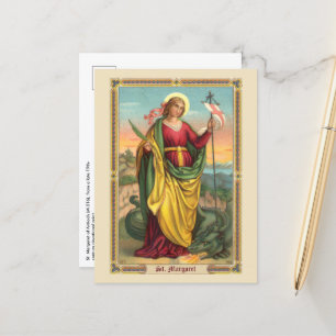 Postal Santa Margarita con dragón y estandarte de Resurre